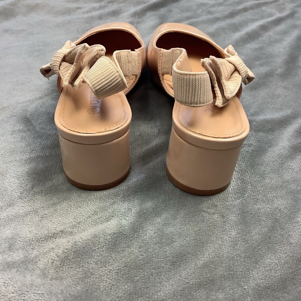 Low Chunky Block Heel Square Toe Slip On Slingback Dress Pump Shoes Women 7 Nude - Picture 4 of 11